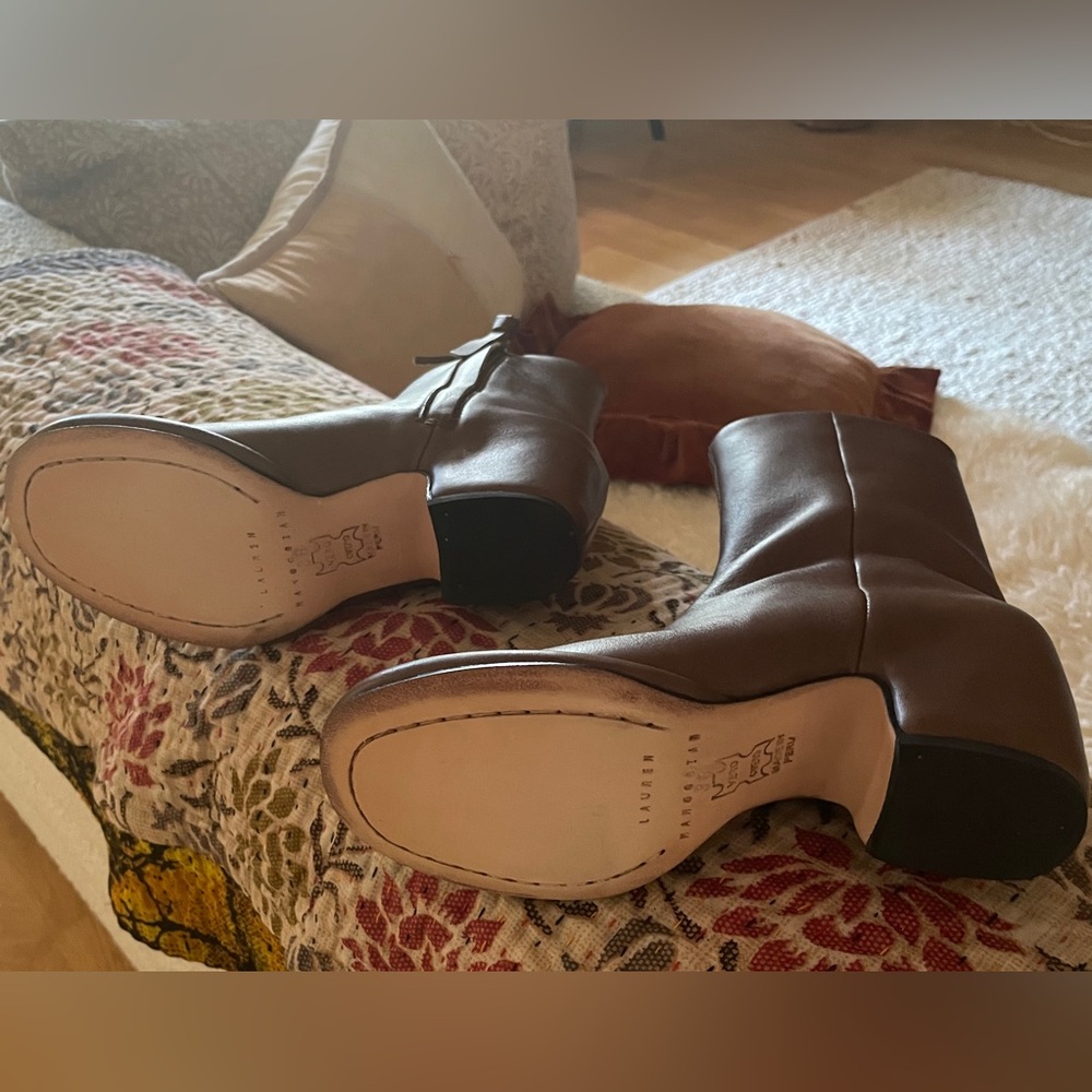 Lauren Manoogian Brown leather mid heel ankle boots - Picture 2 of 5